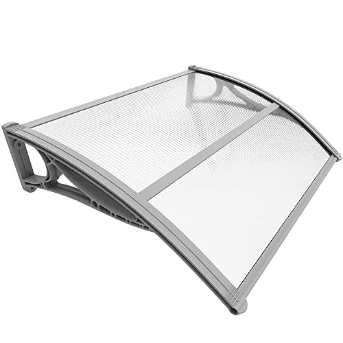 VOUNOT® Marquesinas Exterior para Puertas y Ventanas, 100 x 80 cm Tejadillo de Protección, Toldo Cubierta de Policarbonato en Jardín