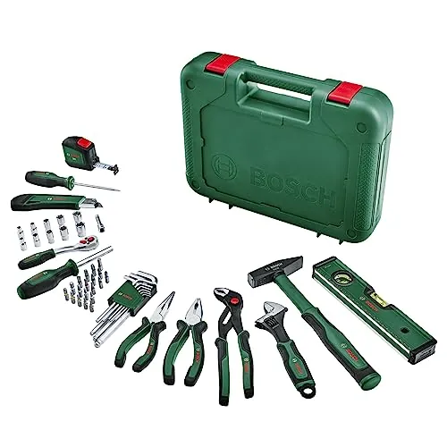 Bosch Home and Garden Juego de Herramientas de Mano Advanced, 52 Piezas, para Aficionados al Bricolaje, Larga Vida Útil, Materiales de Calidad, Características de Diseño Ergonómico