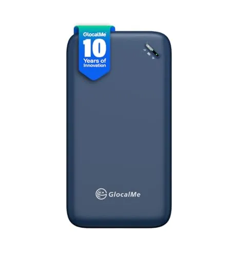 GlocalMe UPP WiFi portátil 4G LTE, Router WiFi portatil de Bolsillo con 1GB de Datos globales, No SIM, Disponible en más de 200 países, Solo 112g, 13h de Uso con Internet portátil (Azul)