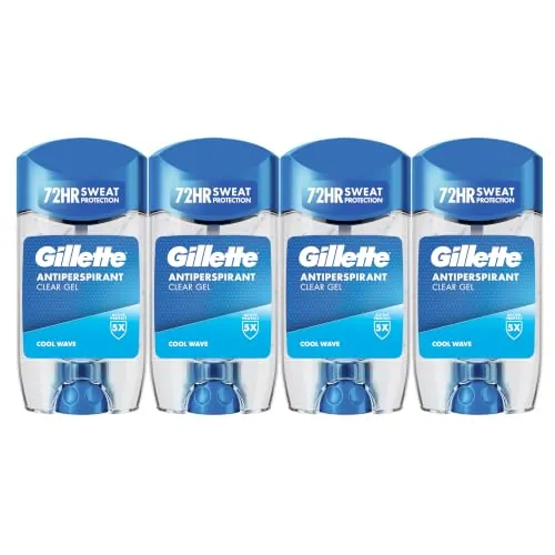 Gillette Clear Gel Antitranspirante Desodorante Cool Wave Para Hombre, 4 x 70 ml