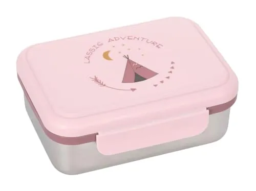 LÄSSIG Fiambrera para niños de acero inoxidable Fiambrera para el desayuno sostenible para el jardín de infancia/Lunchbox Adventure Tipi