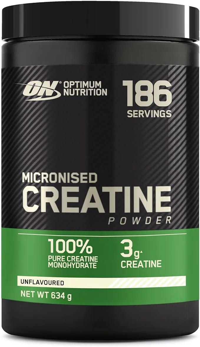 Optimum Nutrition Creatina Micronizada en Polvo, Sin Sabor, 634g, 186 Servicios