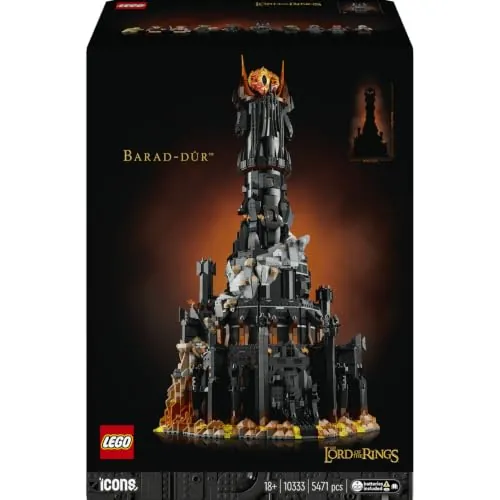 LEGO Icons El Señor de los Anillos: Barad-dûr 10333 | Set para adultos, maqueta de fortaleza, minifiguras incl. Sauron, Gothmog y Frodo, regalo de cumpleaños, 5471 piezas