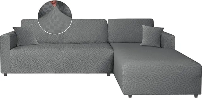 Ystyle Funda Sofa Chaise Longue Ajustables, Cubre Sofa Chaise Longue Izquierdo Derecho, 2 Piezas Protector Sofa Elasticas ChaiseLongue, Funda Sofa L (1 Plaza+2 Plazas, Gris Claro)