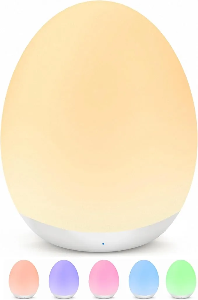 MediAcous Luz Nocturna Infantil 2000mAh con 7 Colores & Función Control Temporizador, Luz Nocturna Recargable con Control Táctil para Dormitorio, Salón y Camping, Regalo para Niños (Minimalista)