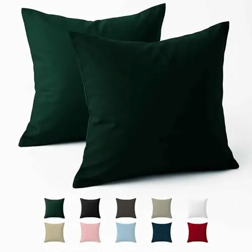 Dreamzie - Funda Almohada 60x60 cm - 100% Algodón Reforzado - Verde