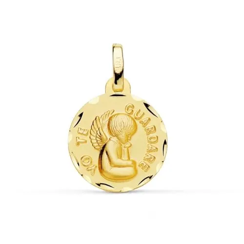Inmaculada Romero IR Ángel Medalla en Oro de 9k de 14mm. tallada con mensaje YO TE GUARDARÉ
