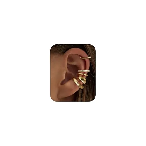 CASSIECA Cuff Pendientes Ajustables Hipoalergénicos Oro/Plata