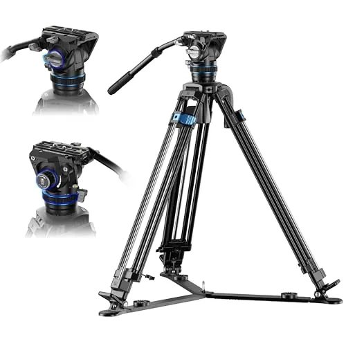 SIRUI Trípode de Video de Aluminio con Cabeza Fluida Hidráulica, Sistema Rápido, Amortiguación Continua Pan/Tilt, Altura 178 cm y Carga 8 kg, Modelo SQ75A+S5