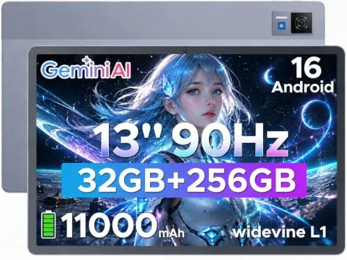 DOOGEETab U13 Tablet 13 Pulgadas FHD+ 90Hz, Tablet Android 16 Batería 11000mAh,32GB+256GB/2TB, Procesador Octa-Core Tablets, Gemini AI/Widevine L1, 13MP/5G WiFi/Face ID/GPS/OTG