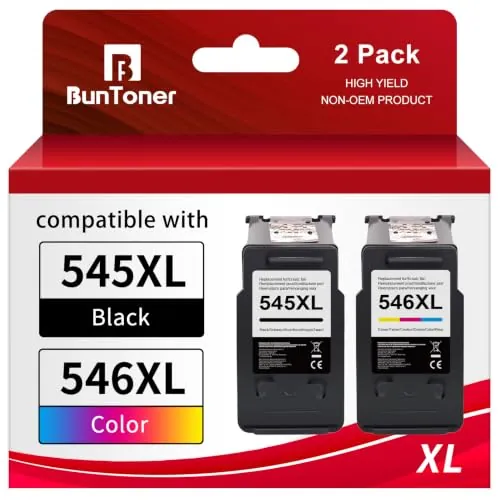 BunToner PG-545XL CL-546XL Cartuchos para Canon Pixma TS3150 TS3151 TS3351 TS3350 MG2550 MG2550S MG2950 MG3050 (Negro,Color,2-Pack)