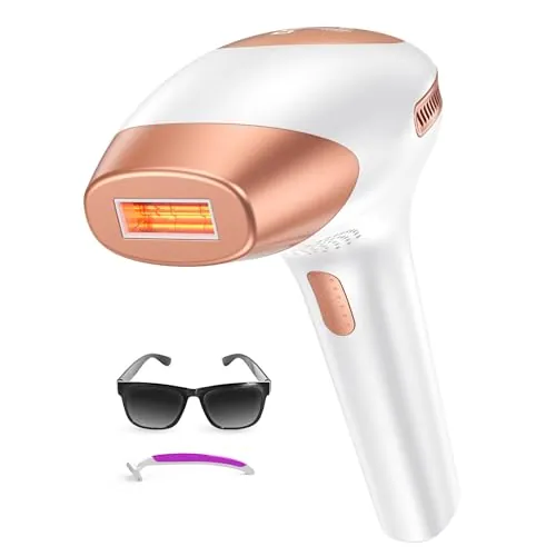21J Depiladora Laser con 3 Funciones, IPL Depiladora de Luz Pulsada 9 Niveles Energía, 600-1200 nm Luz Roja, Máquina Laser Depilación Casa para Mujer Hombre, Rostro Bikini Axilas Cara Cuerpo