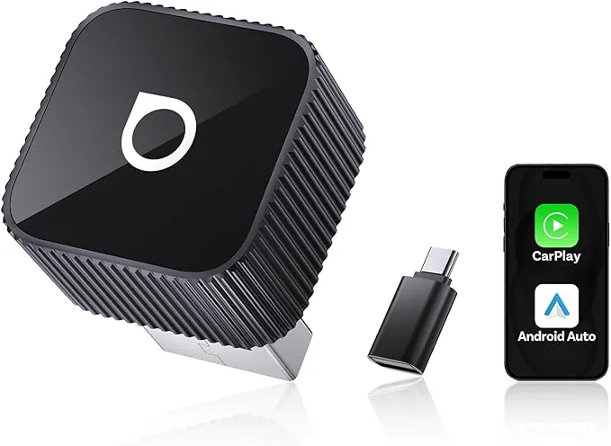 OTTOCAST (2026 Mejorado) Adaptador CarPlay Inalámbrico y Android Auto 2 en 1, Mini Slim para iOS 10+ y Android 11+, Multiusuario, Plug & Play, Conexión Rápida