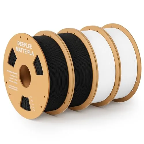 DEEPLEE PLA Mate 1.75 mm, 2 Negro y 2 Blanco, Pack 4 x 1 kg