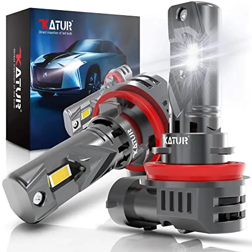 KATUR Bombilla H11 LED Canbus 20000LM 100W, 400% Luminosidad 6000K Blanca Xenon H8 H9 de Faros Plug & Play Sin Polaridad 1:1 Tamaño de Reemplazo de Halógena (2 Piezas)
