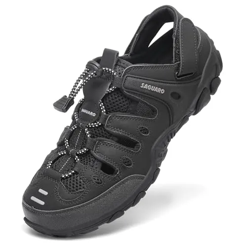 SAGUARO Sandalias Trekking Mujer Ligeras Transpirables, Negro 41