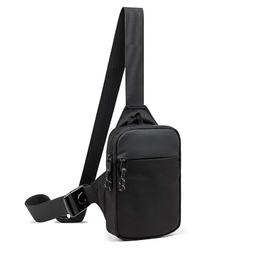 Vpoofree Bolsa Bandolera Hombre,Bolsa Pecho Hombre Pequeña,Mini Mochila Cruzada Hombro,Mini Impermeable Bolsa, Pecho Ligera Bandolera Mochila para Viajar,Correr,Ciclismo (Bolsa Bandolera Hombre-A)