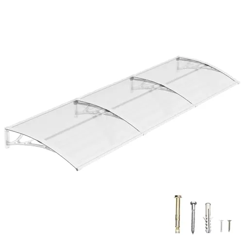 DAWNINGHOMM Marquesina Puerta Exterior 100 x 300 cm – Marquesina Exterior de Policarbonato con Soportes de ABS, Protección contra Lluvia, Nieve y Rayos UV para Puerta, Ventana y Terraza