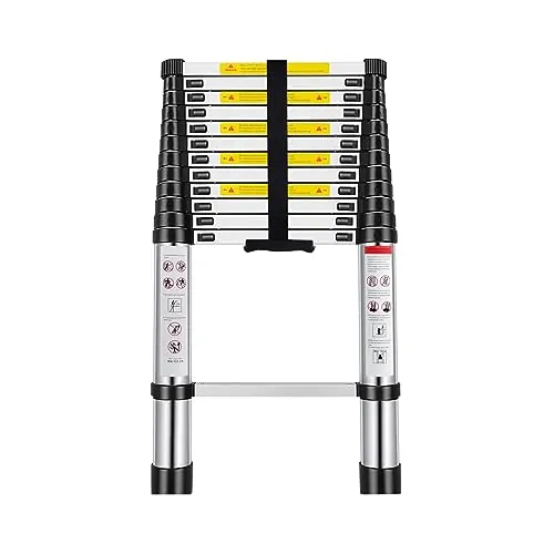 Escalera Telescópica 5 Metros de Aluminio Extensible y Plegable | Compacta, Ligera, Portátil y Antideslizante | Ideal para Uso Doméstico, Profesional, Reformas, Jardín, Taller, Alturas