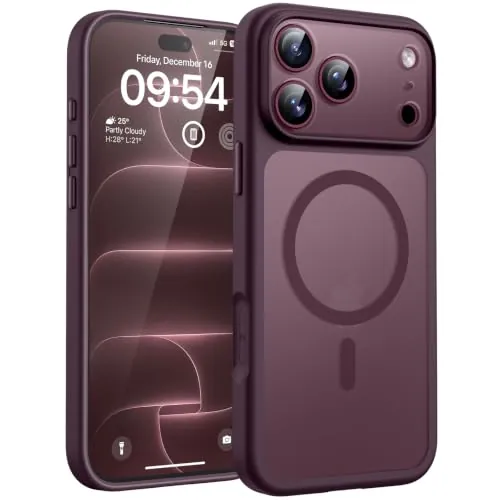 TOCOL Funda para iPhone 18 Pro MAX, Compatible con MagSafe, Burdeos