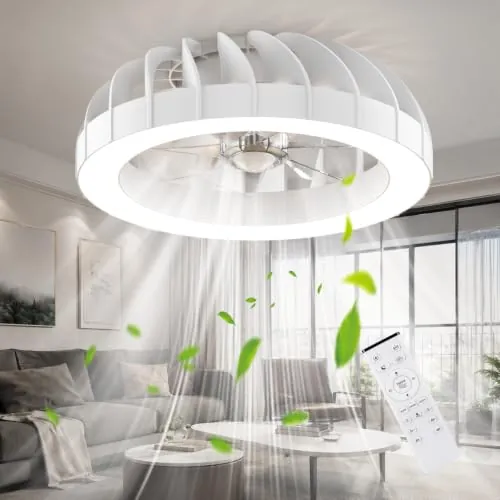 Ateroll Ventilador de Techo con luz, 46CM RGB Lampara Ventilador Techo con Control Remoto, 6 Velocidades 3000K-6500K Dimmable Silent LED Ventiladores de Techo, Temporizador y Memoria, Dormitorio Salón