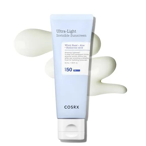 COSRX Ultra-Light Invisible Sunscreen | SPF50 PA++++, Sin Efecto Blanco, Ligero y de Absorción Rápida, Protección UV, Protector Solar Hidratante para la Piel Dañada por el Sol y Seca