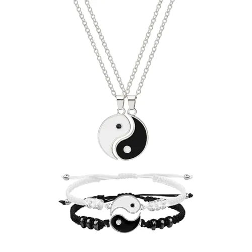 1 Par De Collares y Pulseras Con Colgantes - Pulseras Tejidas De Pareja - Joyería Creativa De La Amistad - Accesorios A Juego