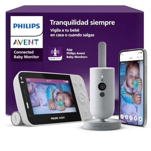 PHILIPS Avent Vigilabebés Conectado con Wi-Fi, cámara HD de Calidad, visión Nocturna por Infrarrojos, detección de llanto, Audio bidireccional, Tiempo de detección de 12 Horas en Modo Eco
