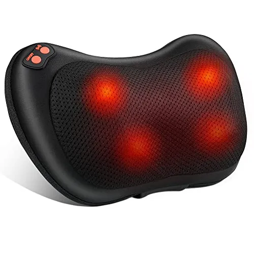 Cojín de Masaje Eléctrico Masajeador Almohada Masajeador Shiatsu con 3 Niveles de Tejidos para Cuello Hombros Espalda Piernas Pies Alivio del Dolor Muscular para Oficina Hogar