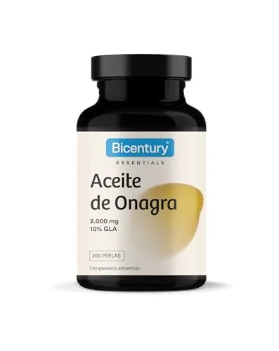 Bicentury Aceite de Onagra, Complemento alimenticio con 2000 mg de aceite de onagra, Sin Gluten, 200 Perlas