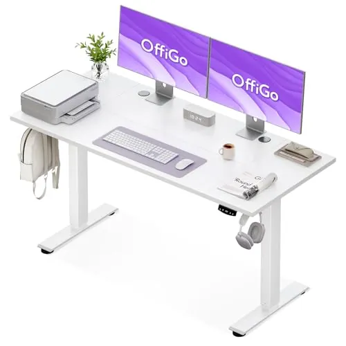 OffiGo Escritorio Elevable, Mesa Elevable Escritorio 160 x 60 cm, Blanco