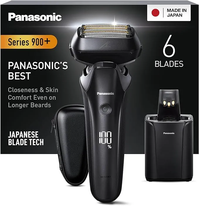 Panasonic Series 900+ ES-LS9A Afeitadora Eléctrica De 6 Hojas En Seco Y Húmedo Para Hombres, Afeitadora Eléctrica Con Sensor De Barba Sensible, Limpieza Automática Y Sistema De Carga