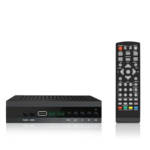 2025 Nuevo Español TDT Decodificador TV DVB-T T2 H265 HEVC FTA Full HD PVR, USB, HDMI, SCART, Sintonizador de TV Digital Terrestre, Receptor Digital de Alta definición Full HD 1080p