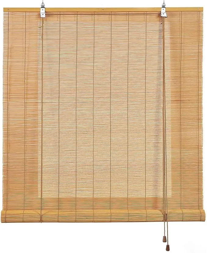 Estor Enrollable de Bambú Natural Premium de Estilo Rústico, Protección Solar y Oscurecimiento, Resistente al Agua, Persiana de Bambú para Puertas y Ventanas STORESBASIC Color Natural 90x175