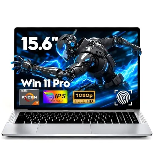 MITUNTUN 15,6" Ordenador Portátil R7-6800H hasta 4,7GHz 32GB DDR5 1TB SSD | Win11 Gaming Laptop con IPS 1920×1080, 5000mAh Batería, USB3.0, WiFi5, HDMI y Teclado Retroiluminado Notebook