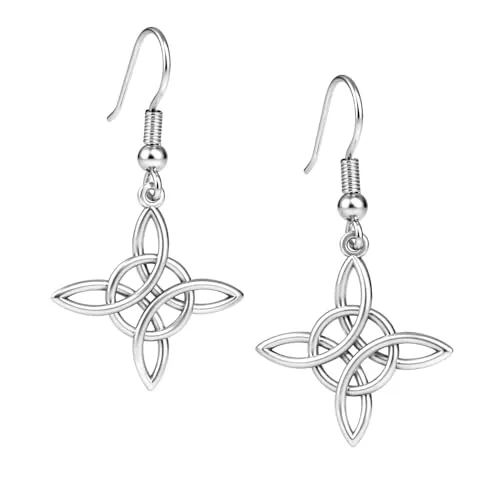 Pendientes mujer plata nudo de brujas - Este modelo con palillo hippie es un amuletos de la suerte y proteccion