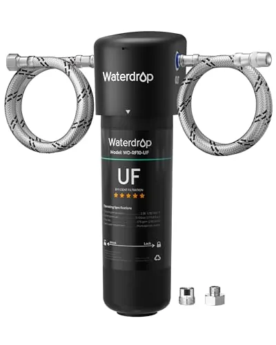 Waterdrop 10UA-UF 0.01 µm Filtro de Agua Ultra Bajo Fregadero, Reduce Plomo, Cloro, Sabor y Olores, 11000 Galones, Conexión Directa al Grifo de Cocina