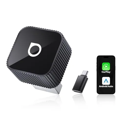 OTTOCAST (2026 Mejorado) Adaptador CarPlay Inalámbrico y Android Auto 2 en 1, Mini Slim para iOS 10+ y Android 11+, Multiusuario, Plug & Play, Conexión Rápida