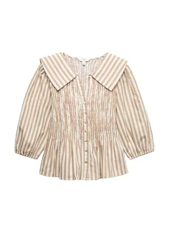 Marks & Spencer Blusa Fruncida de Lino Estampada UK 22 (EU 50)