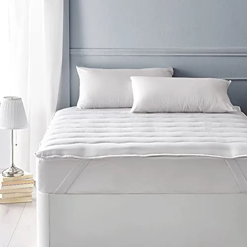What The Sleep - Topper de Fibra 160 x 190 cm | Cama 160 cm | Colchoncillo Acolchado 500g | Hipoalergénico | Altura 3 cm | Cubrecolchón Tacto Seda | Hipertranspirable y Lavable | Drums