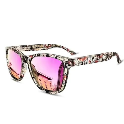 KANASTAL Fucsia Gafas de Sol Espejo Rosa Mujer y Hombre Polarizadas Clásicas Vintage Protección UV400 Conducir Sunglasses Pink - Estampadas Montura Lentes Fucsia