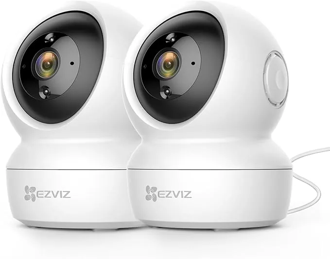 EZVIZ C6N (2-Pack) Cámaras Vigilancia WiFi Interior 360º, 1080P Camara Vigilancia Bebé/Mascotas, Visión Nocturna, Audio Bidireccional, Detección de Movimiento, Control Remoto, Compatible con Alexa