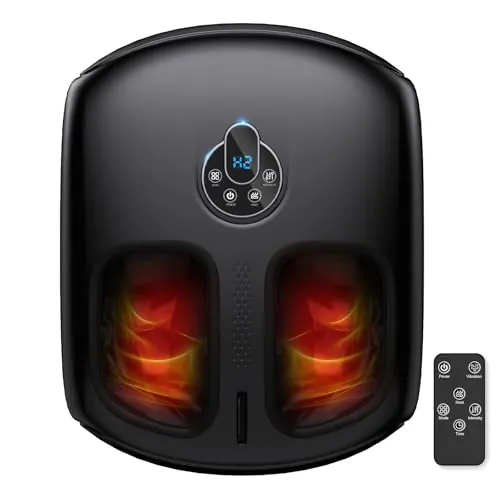 HTM Masajeador Eléctrico de Pies Shiatsu con Calor, Amasamiento Profundo, Rodillos 3D y Compresión de Aire para aliviar la fatiga de los pies – Idea de Regalo para Hombre y Mujer