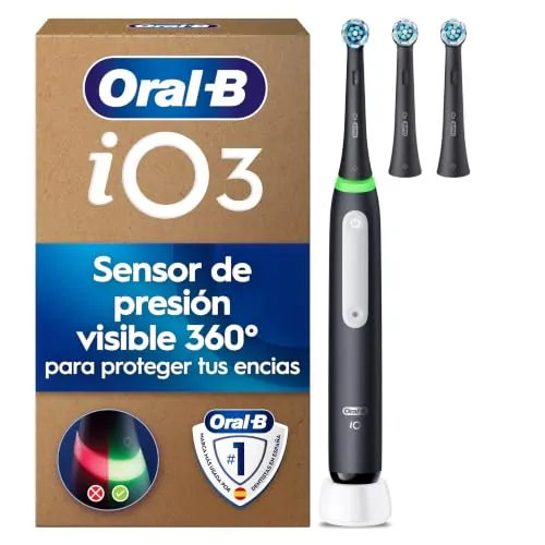 Oral-B iO 3 Cepillo de Dientes Eléctrico con 3 Cabezales, Negro