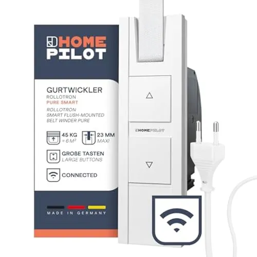 HOMEPILOT - RolloTron Pure Smart | Motor eléctrico para persianas enrollables. Accesorio Smart Home - ¡también apto para instalaciones posteriores! Capacidad tracción: 45 kg