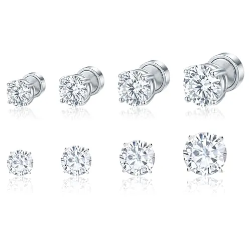 GWEOR Set de 4 Pendientes Magnéticos de Clip - Diseño Moderno y Cómodo, Sin Dolor - Para Hombres y Mujeres que Buscan un Look a la Moda sin Perforarse las Orejas 4-7mm