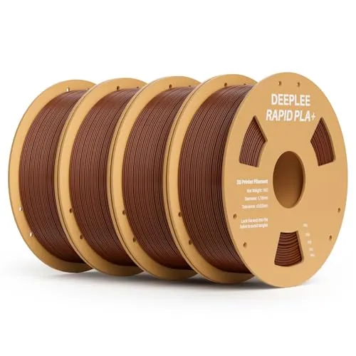 DEEPLEE Filamento PLA+ Alta Velocidad 1.75 mm, 4 x 1 kg Marrón. Velocidad 30-600 mm/s. Precisión ±0.02 mm, Enrollado Perfecto Sin Atascos. Compatible con la mayoría de impresoras 3D.