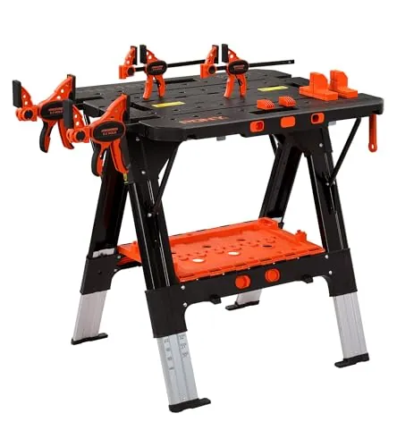 PONY Banco de Trabajo 2 en 1 Plegable, Mesa de Trabajo hasta 454 kg