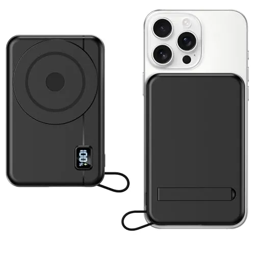 Power Bank Magnético 10000mAh Batería Externa - Inalámbrica Carga Rápida Compatible con iPhone 17/16/15/14/13/12, Cargador Portátil Ultra Slim con Entrada y Salida Tipo C, Pantalla LED