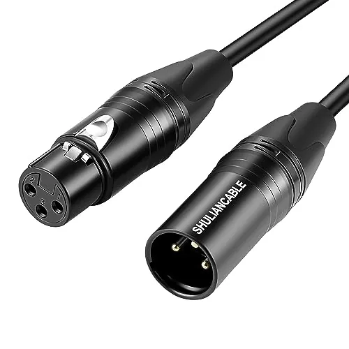 SHULIANCABLE Cable XLR Macho a Hembra, Cable para micrófono Compatible con Micrófono, Mezclador, Altavoz, Amplificador, Grabador de Estudio (10M)